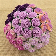 Wild Orchid Crafts - Paper Roses 10mm / Mixed Purple & Lilac (50 stk.)