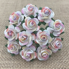Wild Orchid Crafts - Paper Roses 15mm / Pastel Rainbow Pinkish (50 stk.)