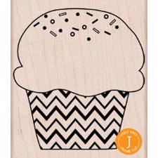Wood Stamp - Zig Zag Cupcake