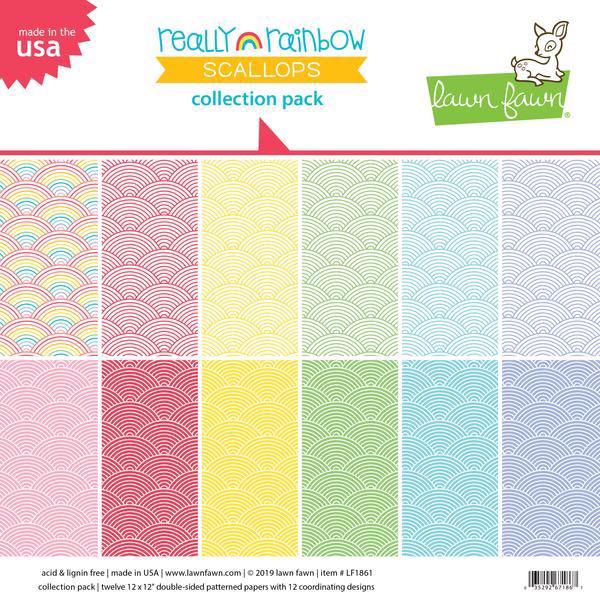 Lawn Fawn Collection Pack 12x12" - Really Rainbow Scallops