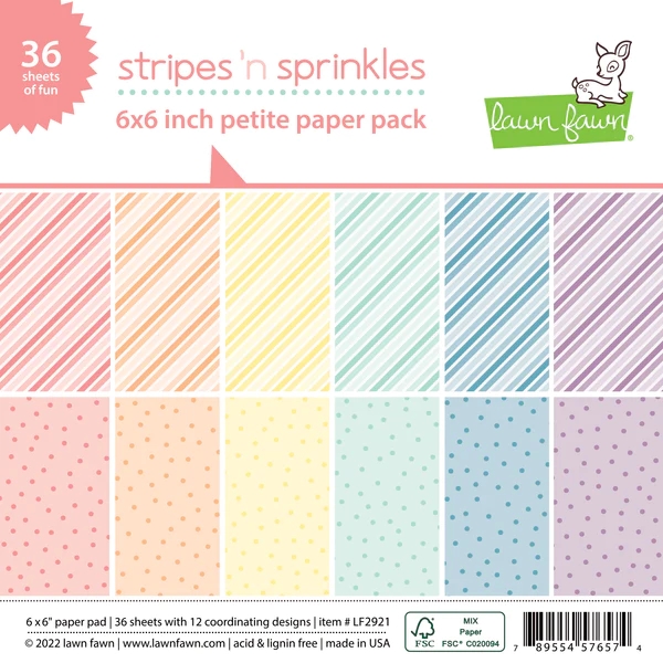 Lawn Fawn Paper Pad 6x6" - Stripes \'n Sprinkles