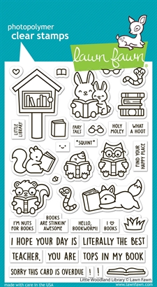 Lawn Fawn Clear Stamp Set - Little Woodland Library