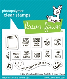 Lawn Fawn Clear Stamp Set - Little Woodland Library Add-On