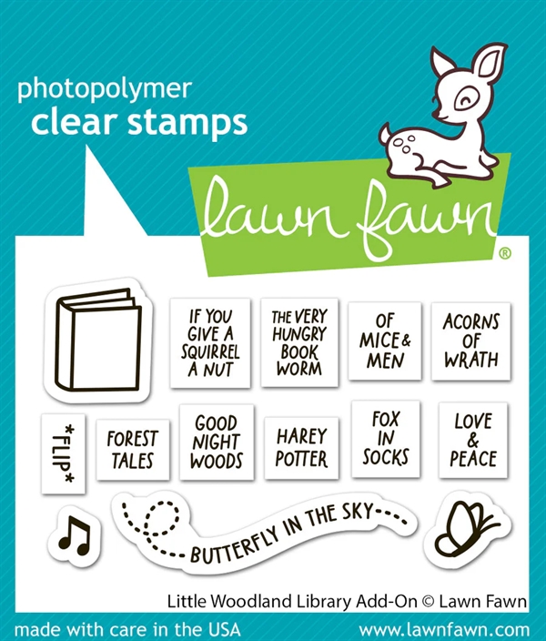 Lawn Fawn Clear Stamp Set - Little Woodland Library Add-On