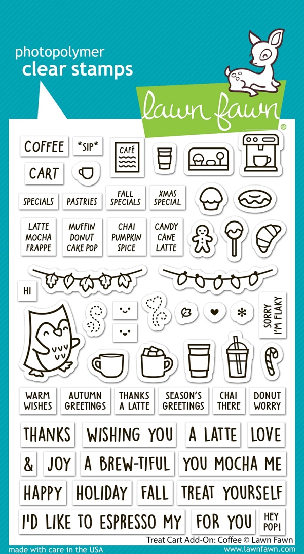 Lawn Fawn Clear Stamp Set - Treat Cart Add-On: Coffee