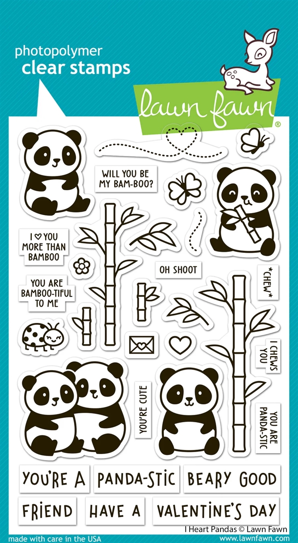 Lawn Fawn Clear Stamp Set - I Heart Pandas