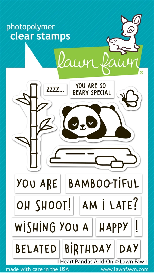 Lawn Fawn Clear Stamp Set - I Heart Panda Add-Ons