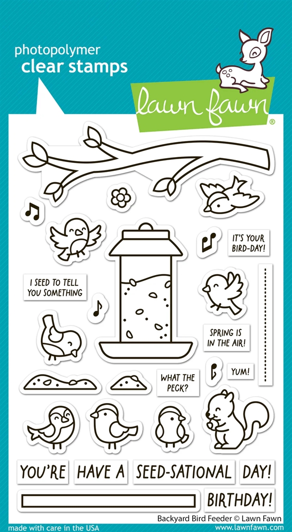 Lawn Fawn Clear Stamp Set - Backyard Bird Feeder