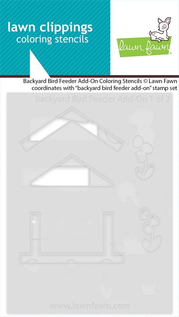 Lawn Fawn Clippings Coloring Stencils - Backyard Bird Feeder Add-On