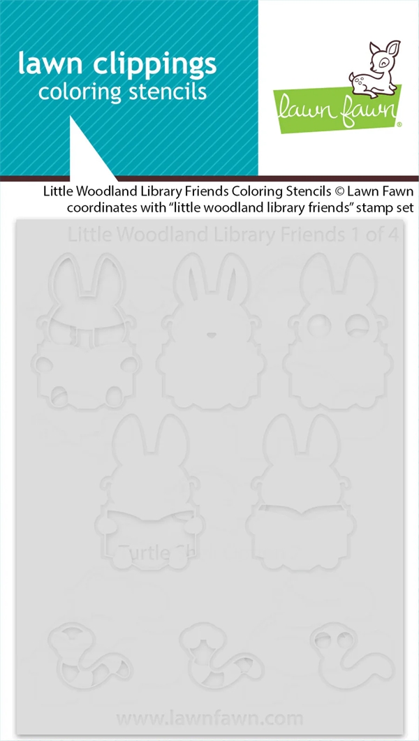 Lawn Fawn Clippings Coloring Stencils - Little Woodland Library Friends
