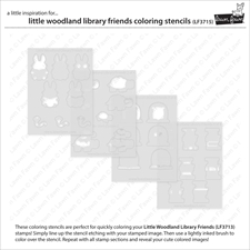 Lawn Fawn Clippings Coloring Stencils - Little Woodland Library Friends