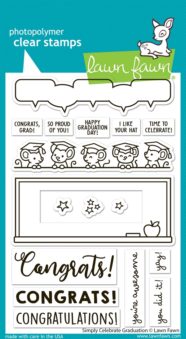 Lawn Fawn Clear Stamp Set - Simply Celebrate Graduation