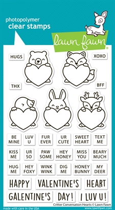 Lawn Fawn Clear Stamp Set - Critter Conversation Hearts