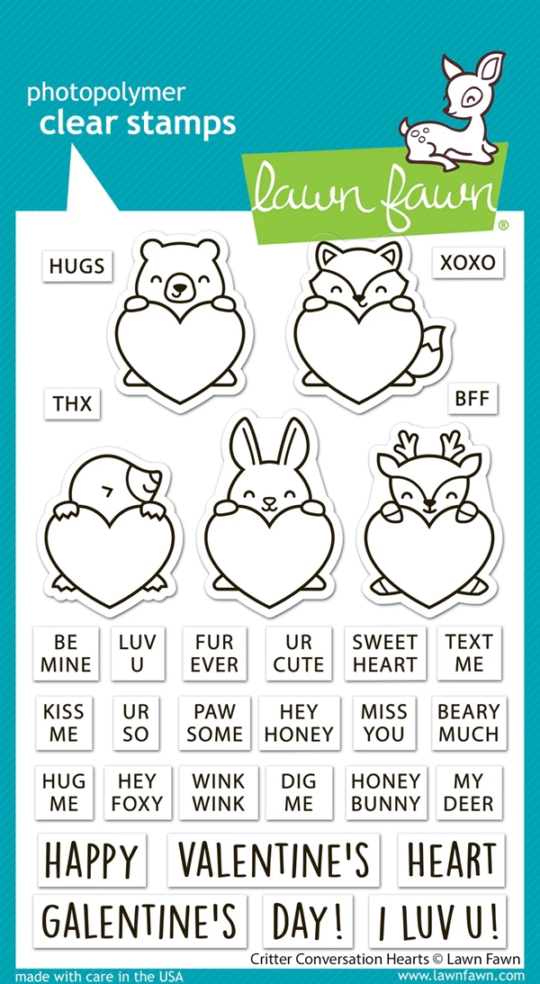 Lawn Fawn Clear Stamp Set - Critter Conversation Hearts