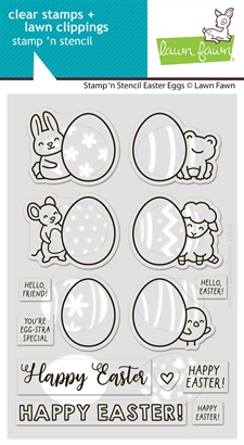 Lawn Fawn Clear Stamp & Stencil Set - Stamp'n Stencil Easter Eggs