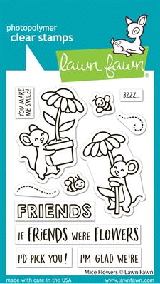 Lawn Fawn Clear Stamp Set - Mice Flowers