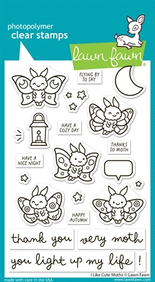 Lawn Fawn Clear Stamp Set - I Love Cute Moths