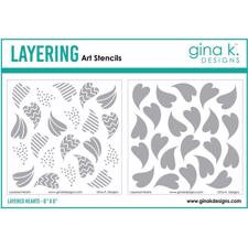 Gina K Stencil 6x6" - Layered Hearts (2 pcs)