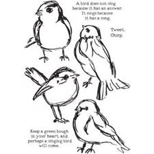 Dina Wakley Cling Rubber Stamp Set - Scribbly Birds