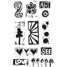 Dina Wakley Cling Rubber Stamp Set - Primitive Icons