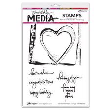 Dina Wakley Cling Rubber Stamp Set - Handwritten Heart Collage