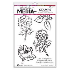 Dina Wakley Cling Rubber Stamp Set - Scribbly Flowers