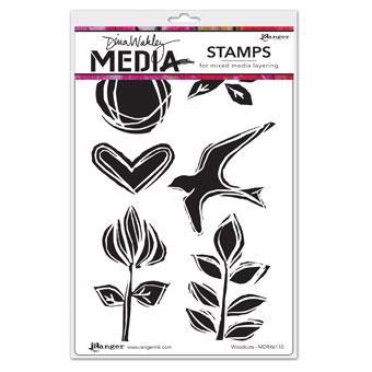 Dina Wakley Cling Rubber Stamp Set - Wood Cuts