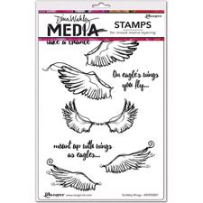 Dina Wakley Cling Rubber Stamp Set - Scribbly Wings 