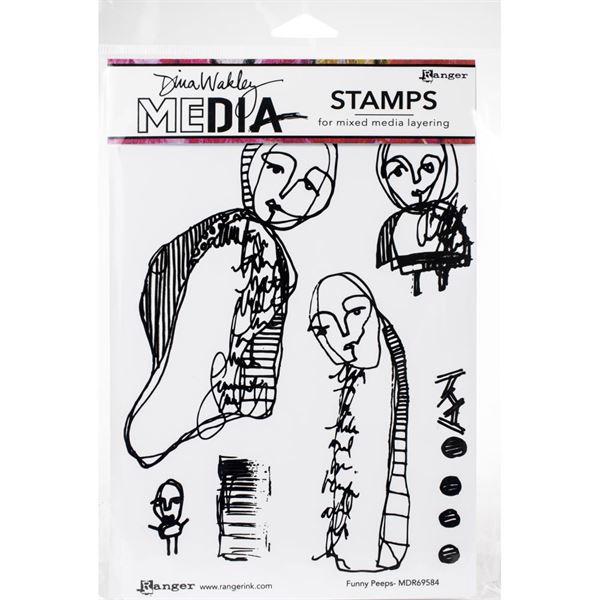 Dina Wakley Cling Rubber Stamp Set - Funny Peeps 
