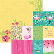 Paper House Scrapbook Paper 12x12" - Summer / Flamingo Tags