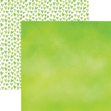 Paper House Scrapbook Paper 12x12" - Watercolor Hearts Green