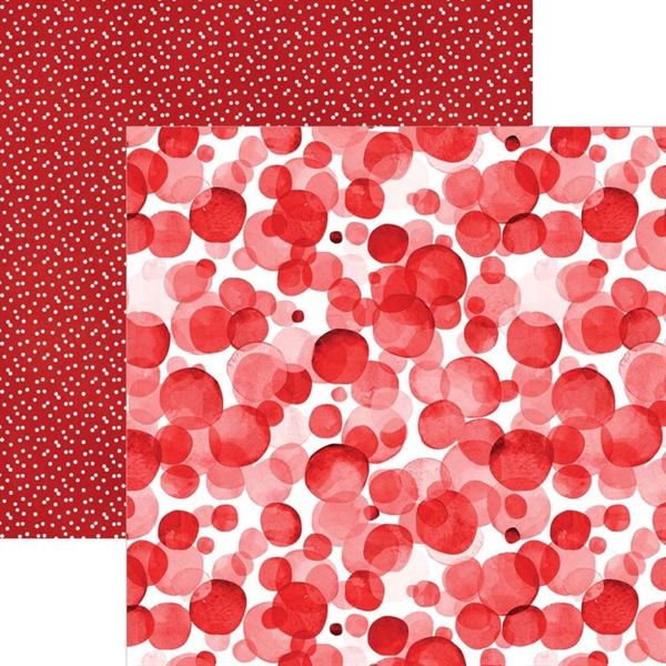 Paper House Scrapbook Paper 12x12" - Watercolor Polka Dots Red