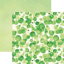 Paper House Scrapbook Paper 12x12" - Watercolor Polka Dots Green