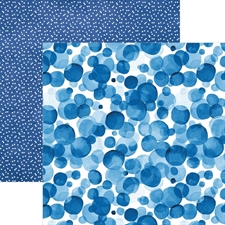 Paper House Scrapbook Paper 12x12" - Watercolor Polka Dots Blue