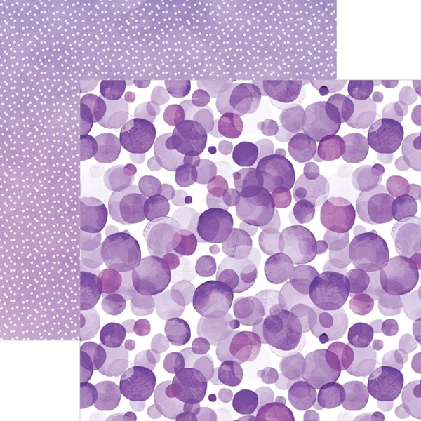 Paper House Scrapbook Paper 12x12" - Watercolor Polka Dots Purple
