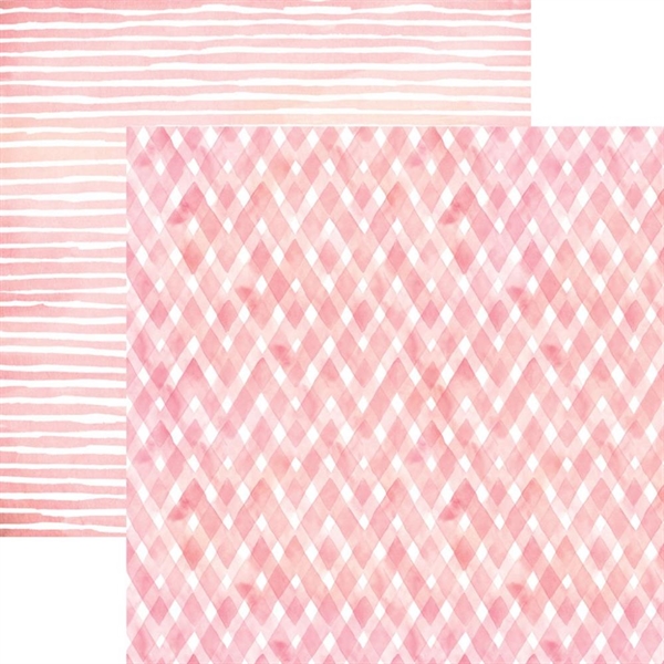 Paper House Scrapbook Paper 12x12" - Watercolor Plaid Pink