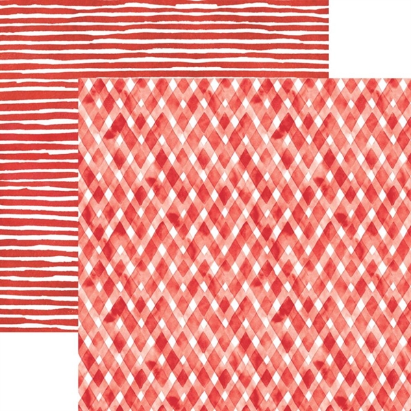 Paper House Scrapbook Paper 12x12" - Watercolor Plaid Red