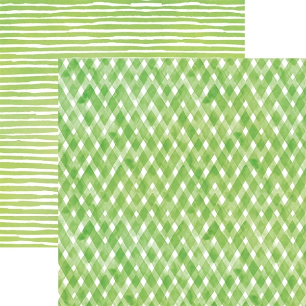 Paper House Scrapbook Paper 12x12" - Watercolor Plaid Green