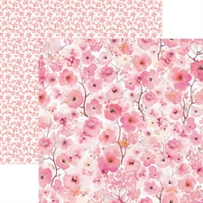 Paper House Scrapbook Paper 12x12" - Watercolor Floral Pink