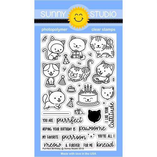 Sunny Studio Stamps - Clear Stamp / Purrfect Birthday