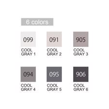 Zig Clean Color Real Brush Marker Set - 6/Pkg / Cool Gray Colors