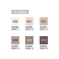 Zig Clean Color Real Brush Marker Set - 6/Pkg / Warm Gray Colors