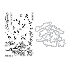 Hero Arts Clear Stamp & DIE Set - Color Layering Holly Branch