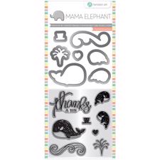Mama Elephant / Hampton Art Clear Stamp & Die Set - Whale Thanks (mini)
