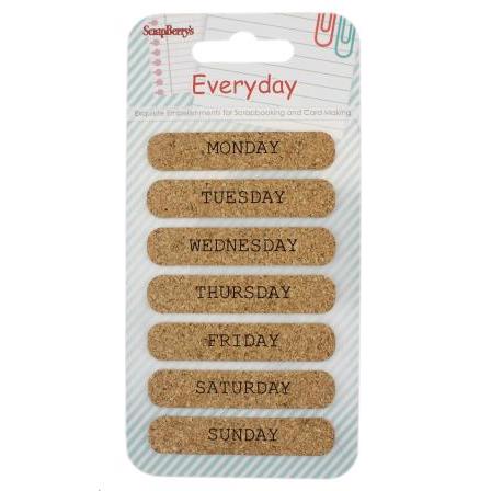 ScrapBerrys CORK Stickers - Everyday 3 / Weekdays