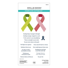 Spellbinders Stamps & Dies - We all have Baggage / Awarenhess Ribbon & Sentiments