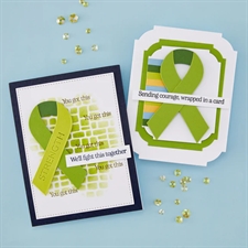 Spellbinders Stamps & Dies - We all have Baggage / Awarenhess Ribbon & Sentiments