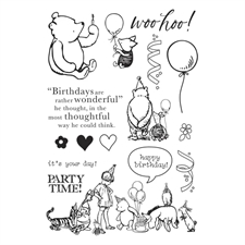 Simple Stories Stamps & Spellbinders Dies - Say Cheese Classic Pooh Birthday / Woo Hoo!