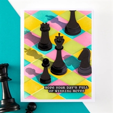 Spellbinders Dies + Stencil + Embossingfolder + Stamp - Check Mate / I Want it All BUNDLE