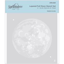 Spellbinders Stencil Set 4x4" - Layered Full Moon